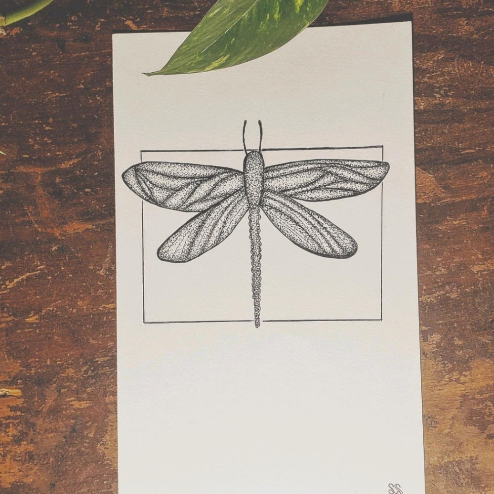 Dot Work Dragonfly Print Wall Art (8.5x11)